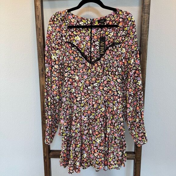NWT AFRM Floral Crepe Tiered Fit & Flare Mini Dress - Picture 3 of 6